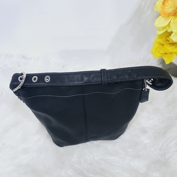 Coach Pebbled Black Leather Hobo Shoulder Tote Purse Bag Large Classic - Picture 10 of 14